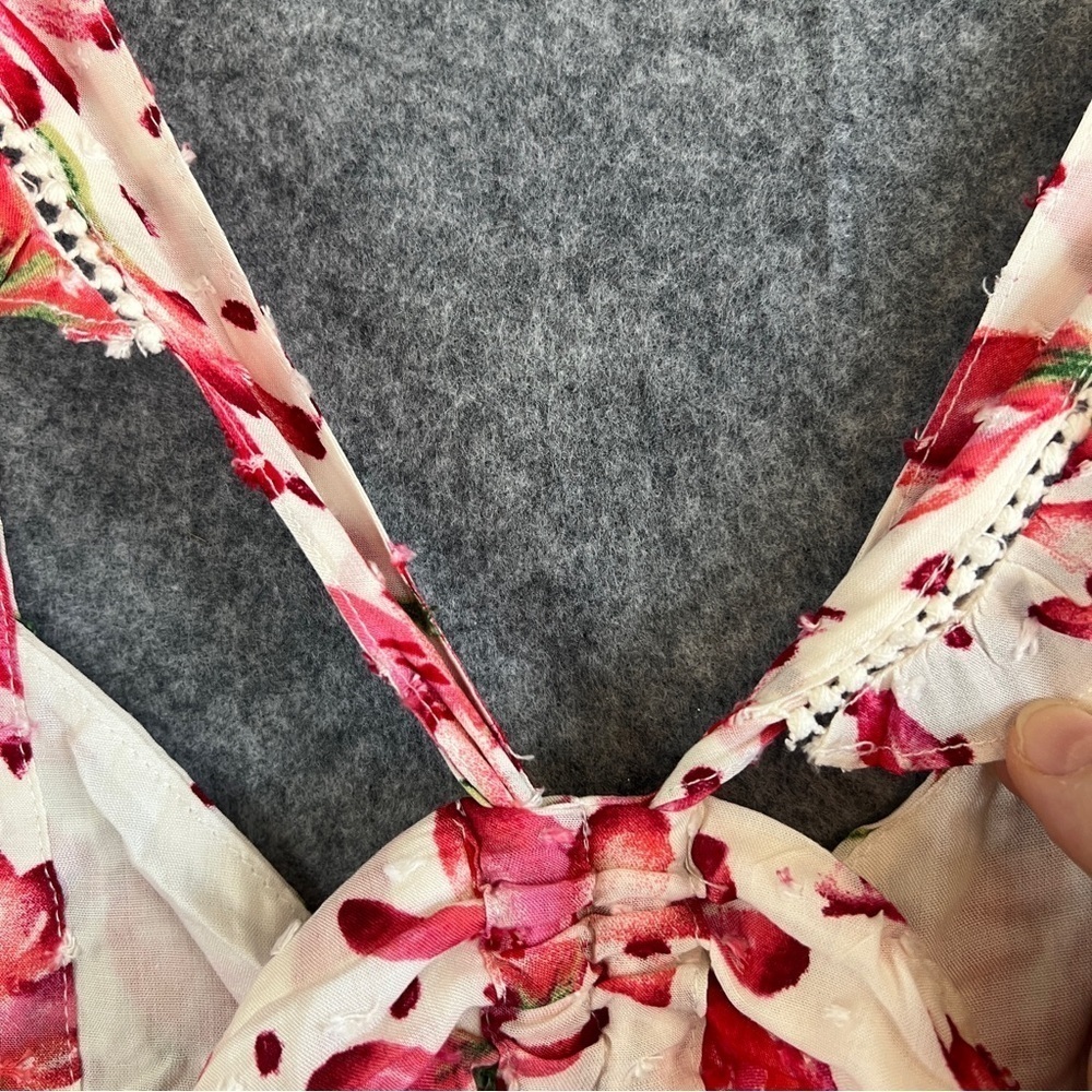 SKIES ARE BLUE Floral Flutter Sleeve Maxi Dress Pink White Size XS NWOT Flaw - Picture 4 of 14